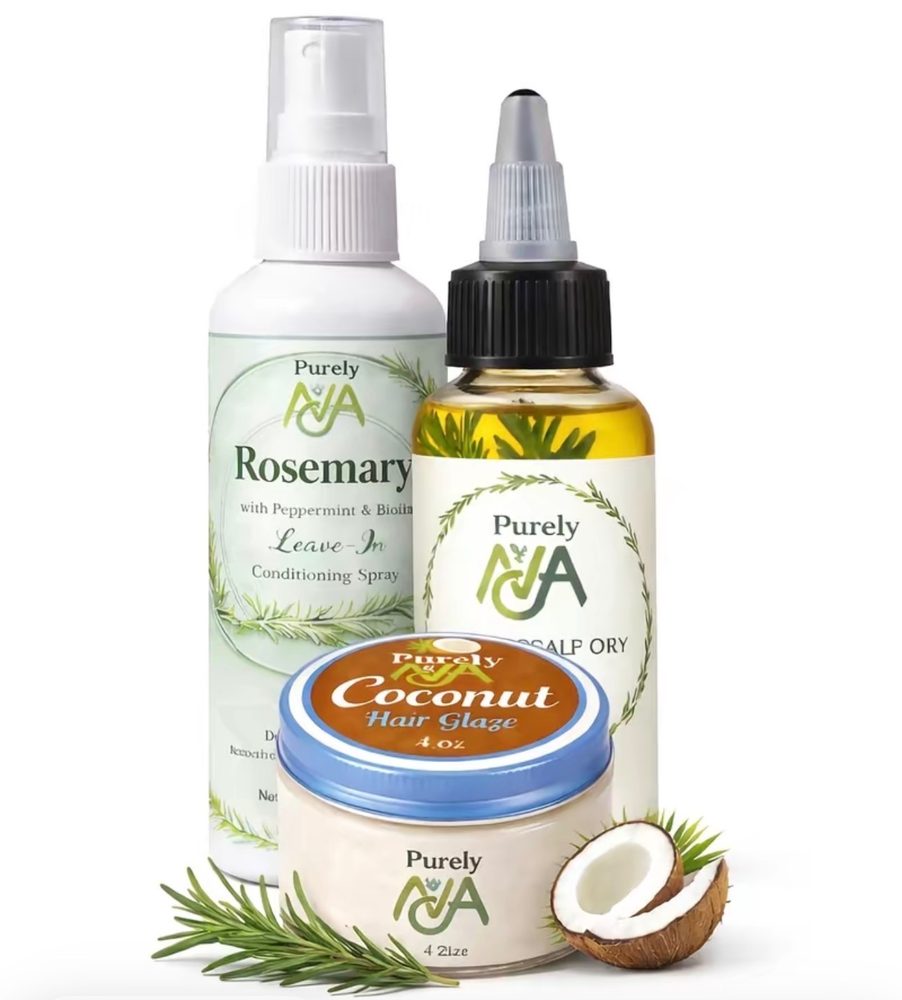 The Rapunzel Hair Trio Bundle - Purely Ava Leave-In Conditioning Spray, Hair & Scalp Oil, and Coconut Hair Glaze